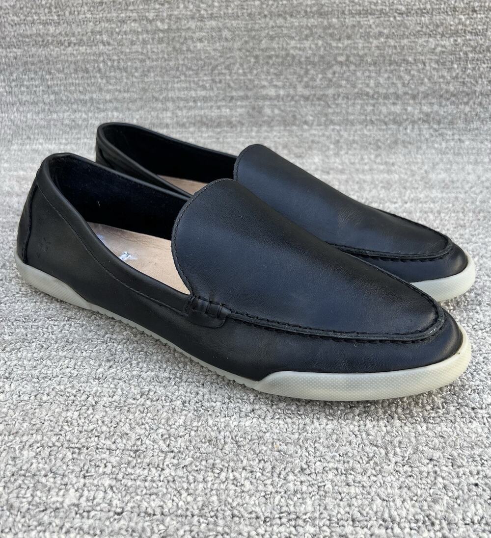 FRYE Melanie Skimmer Moc Toe Black Leather Loafers Flat Women's Size 9.5 US